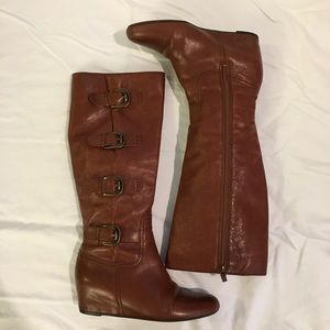 Franco Sarto cognac Imply wedge boots size 7.5